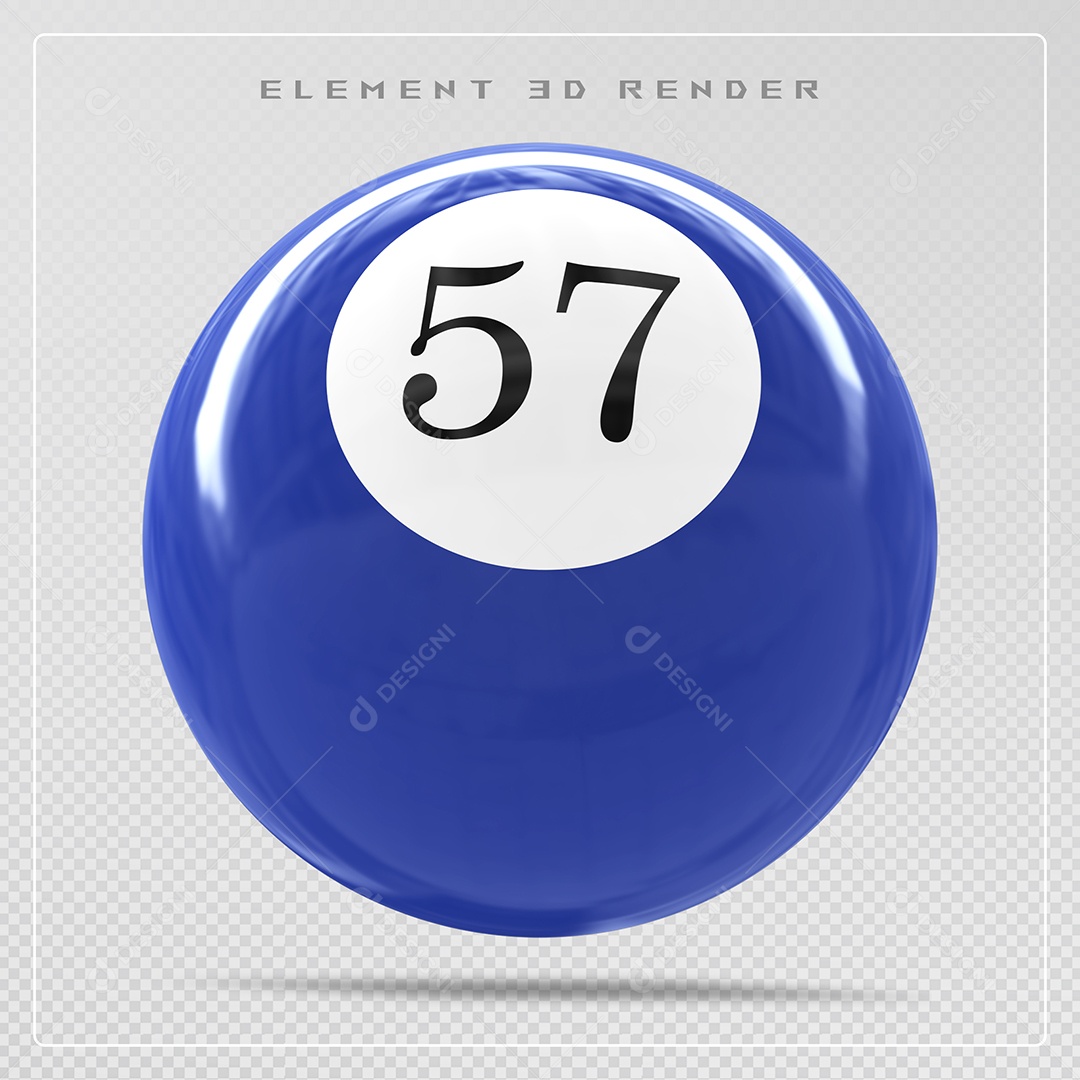 Bola de Bilhar Número 57 Azul Elemento 3D para Composição PSD