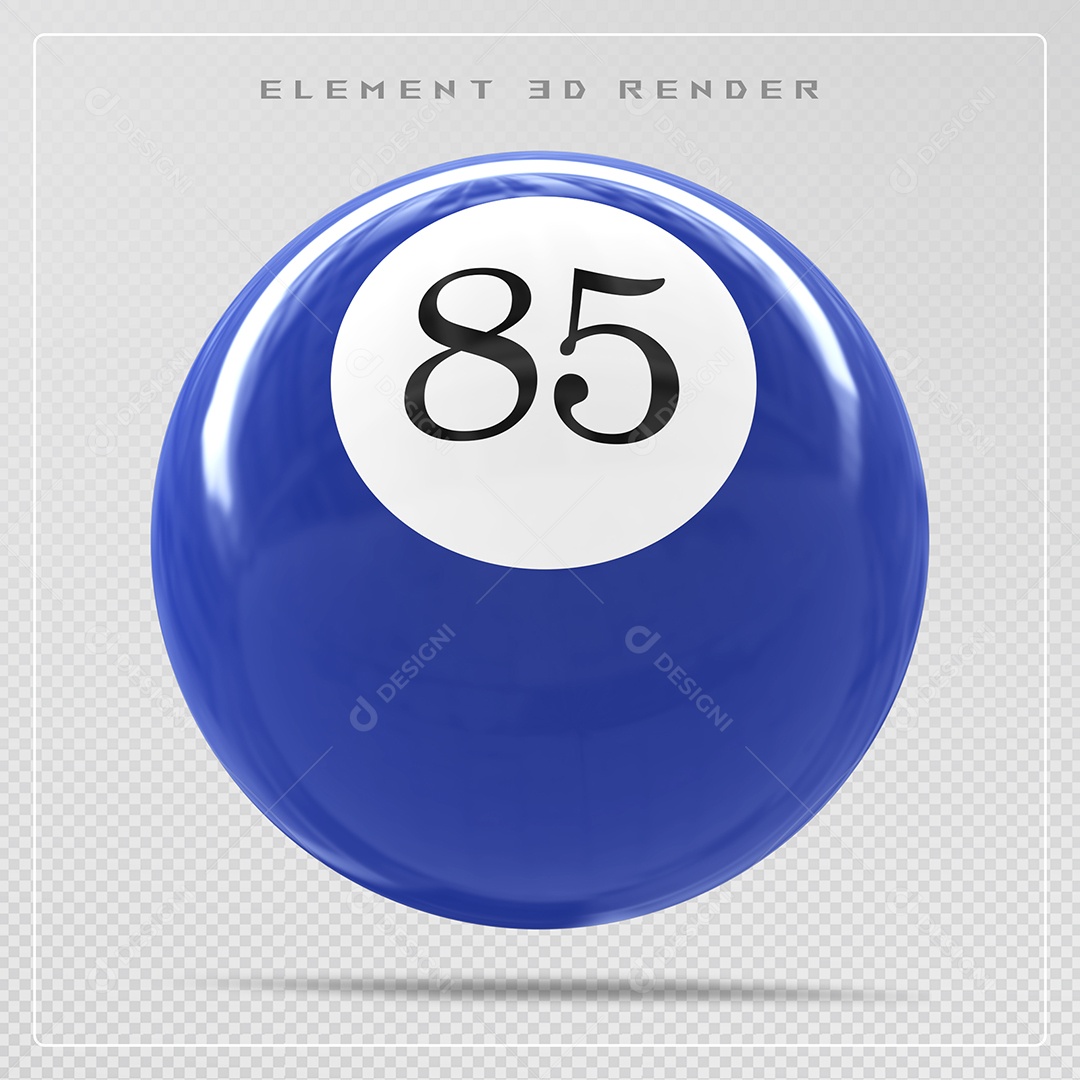 Bola de Bilhar Número 85 Azul Elemento 3D para Composição PSD
