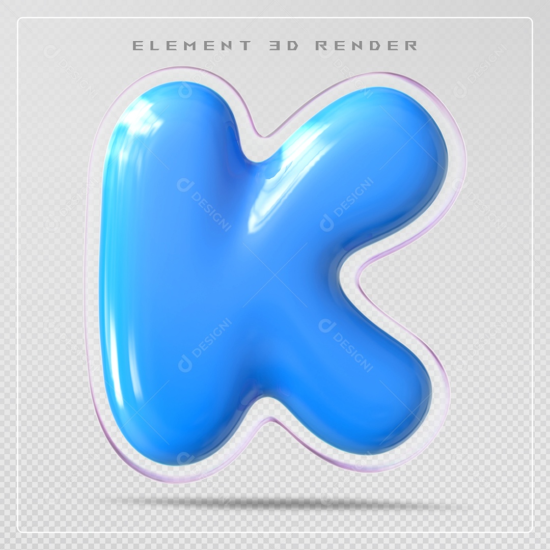 Elemento 3D Letra K Verde Para Composição PSD