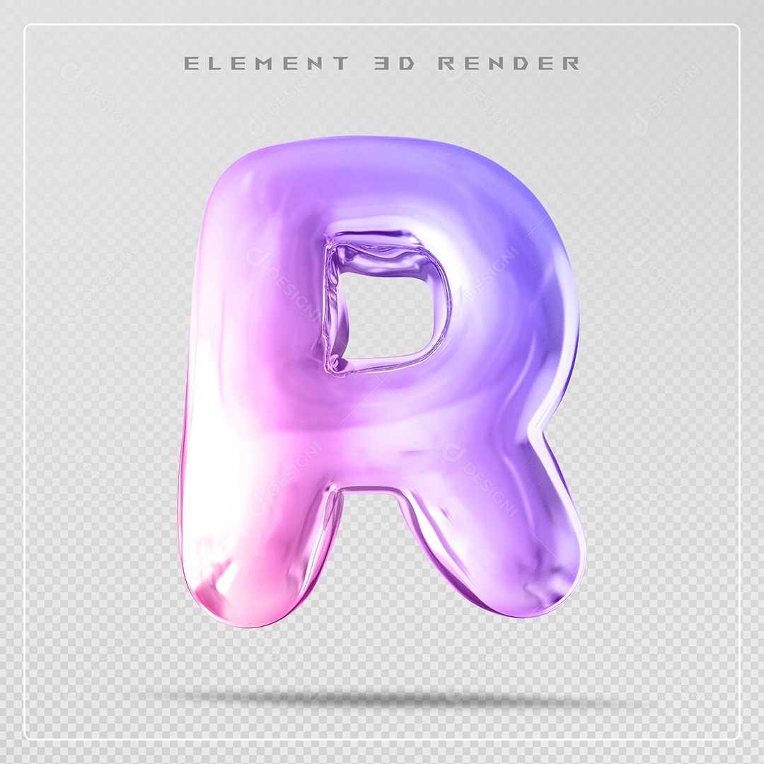 Elemento 3D Letra R Colorido Para Composição PSD