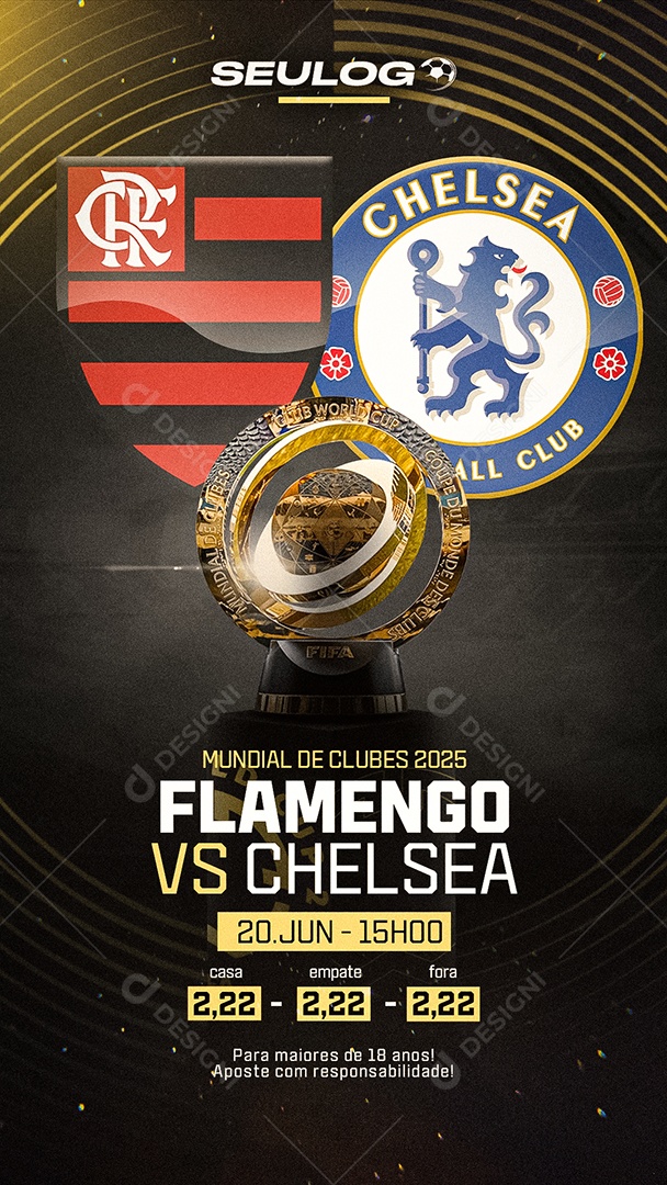 Story Apostas Online Mundial De Clubes 2025 Flamengo VS Chelsea Social Media PSD Editável