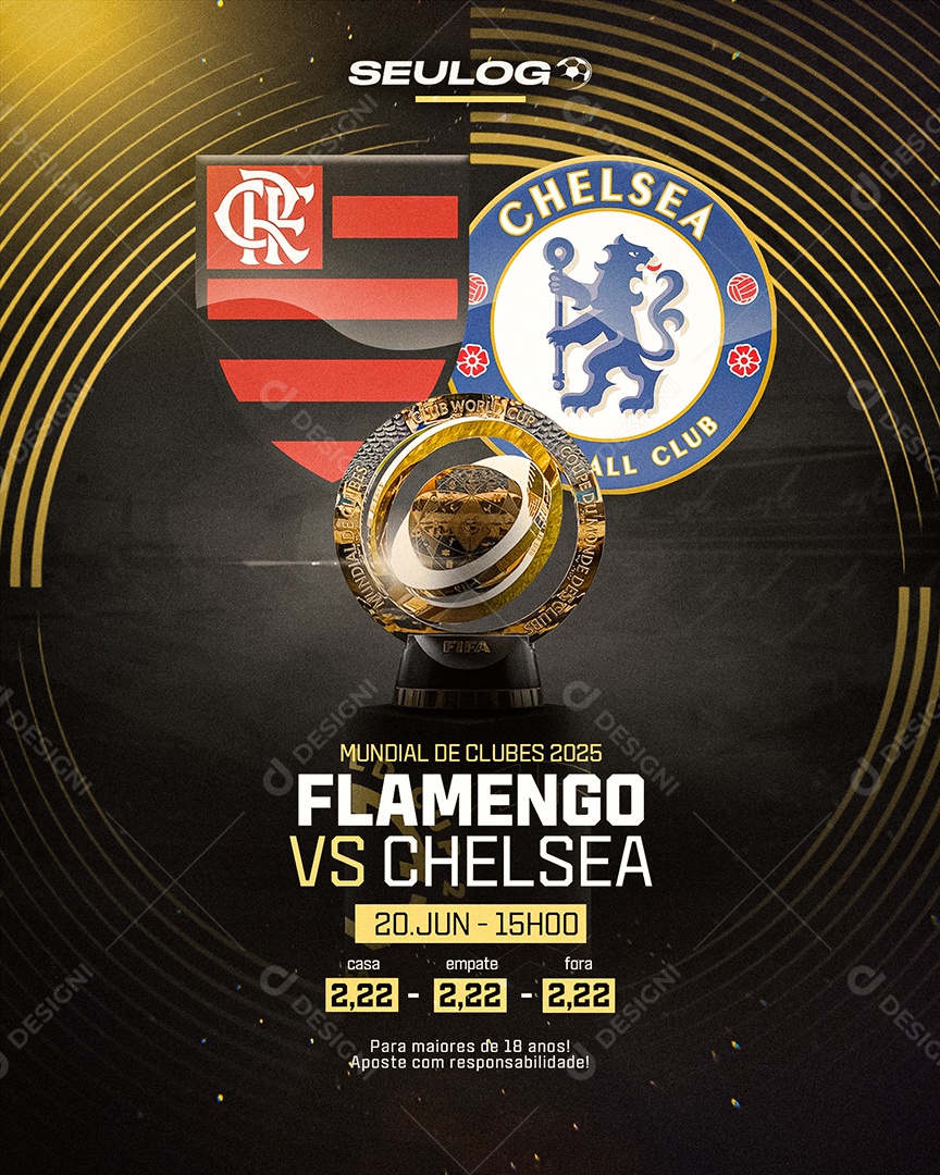 Apostas Online Mundial De Clubes 2025 Flamengo VS Chelsea Social Media PSD Editável