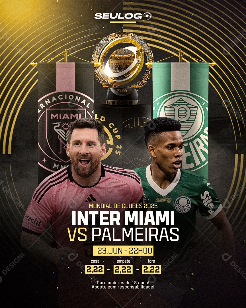 Apostas Online Mundial De Clubes 2025 Inter Miami VS Palmeiras Social Media PSD Editável