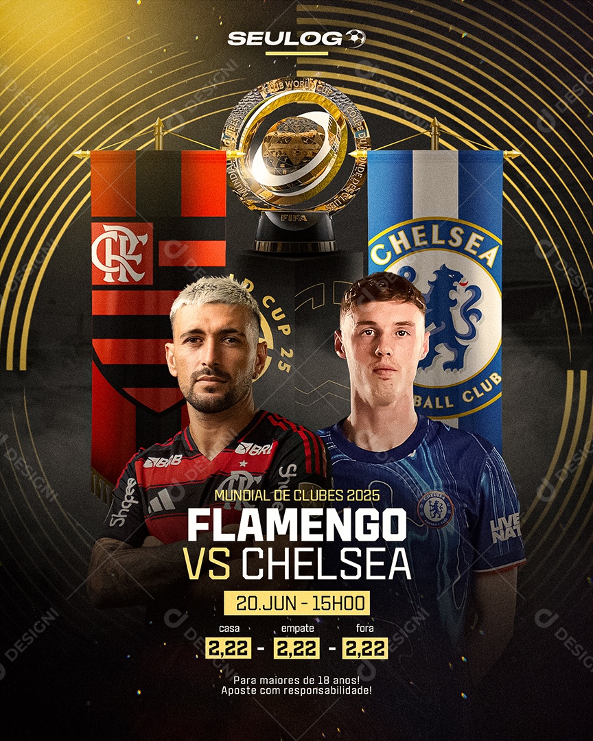 Apostas Online Mundial De Clubes 2025 Flamengo VS Chelsea Social Media PSD Editável