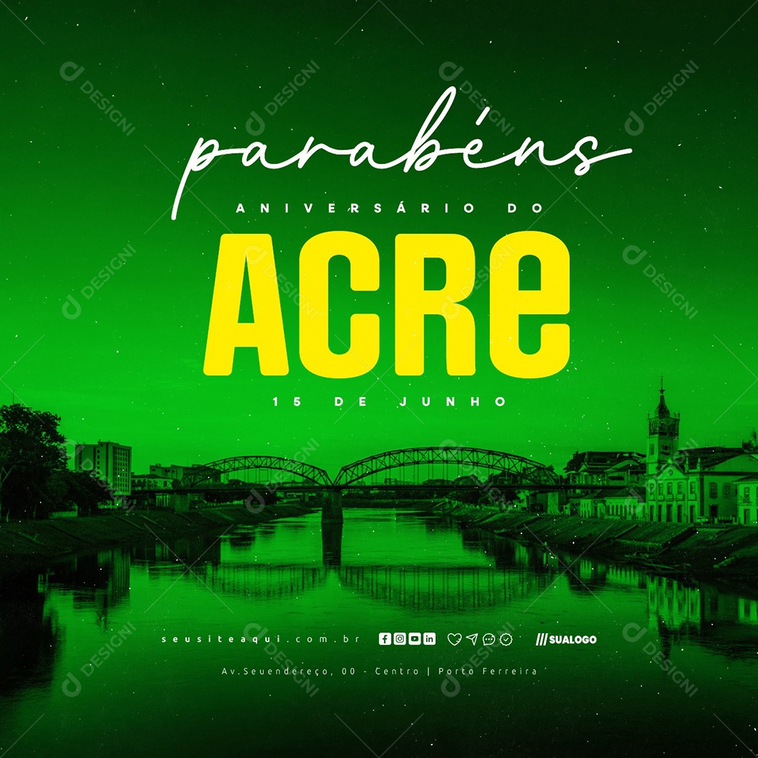 Parabéns Aniversário Do Acre 15 De Junho Social Media PSD Editável