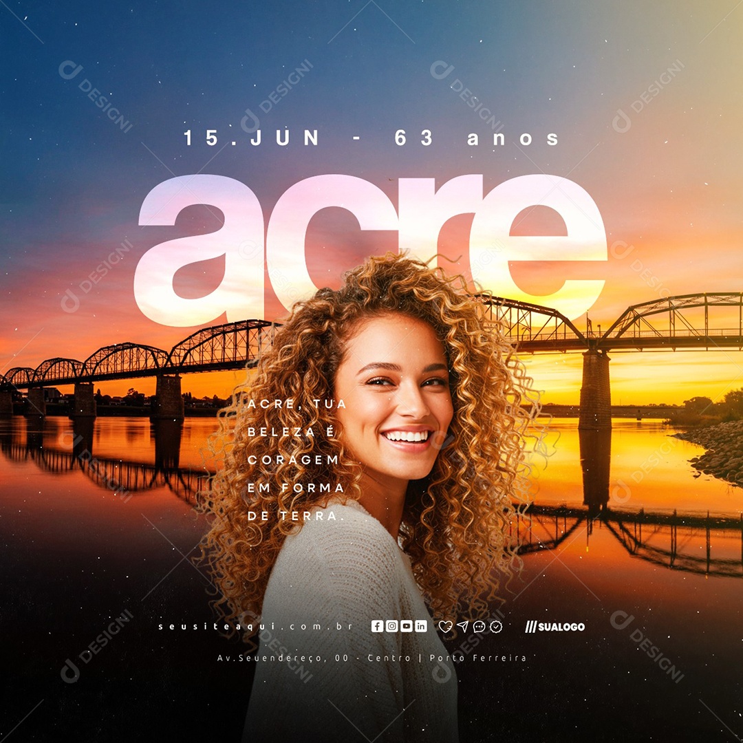 Dia De Emancipação Do Acre 15 De Junho 63 Anos Social Media PSD Editável