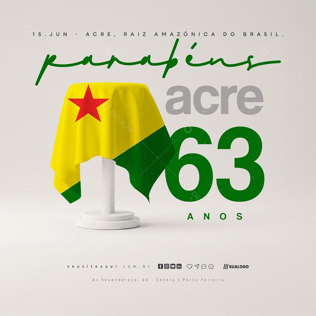 Dia De Emancipação Do Acre 15 De Junho Parabéns Social Media PSD Editável