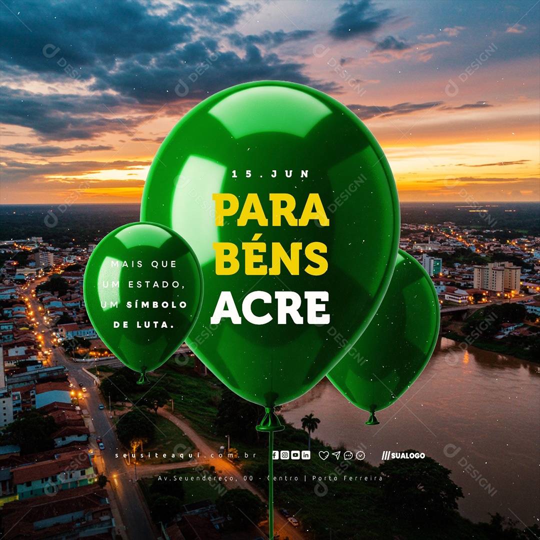 Dia De Emancipação Do Acre 15 De Junho Social Media PSD Editável