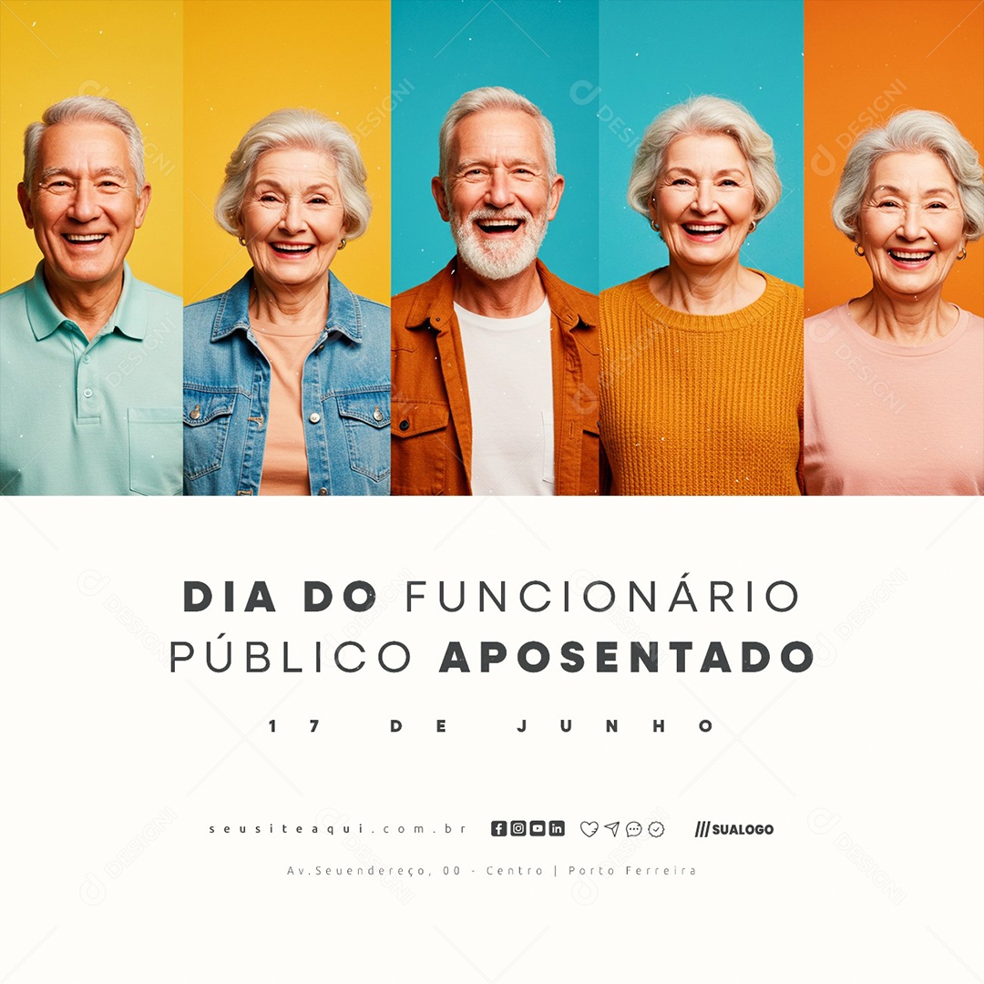 Feliz Dia Do Funcionário Público Aposentado 17 De Junho Social Media PSD Editável