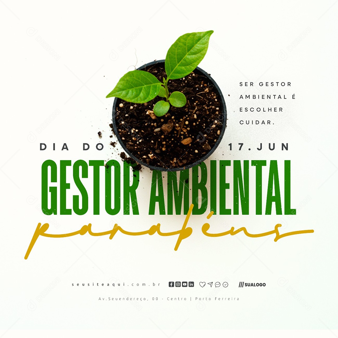 Dia Do Gestor Ambiental 17 De Junho Parabéns Social Media PSD Editável
