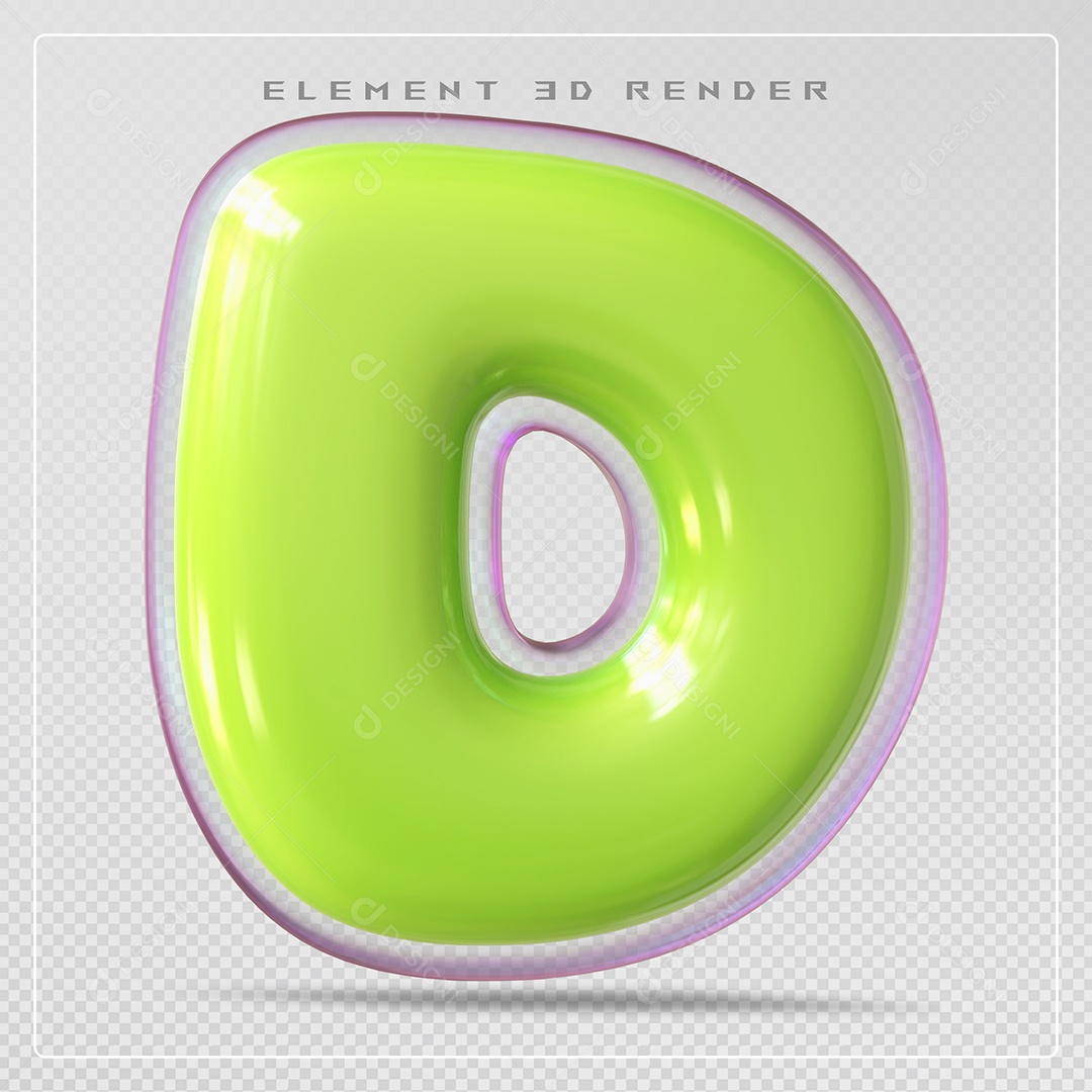 Elemento 3D Letra D Dourado Para Composição PSD
