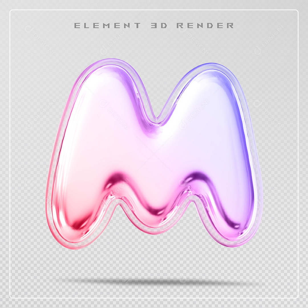 Elemento 3D Letra M Colorido Para Composição PSD