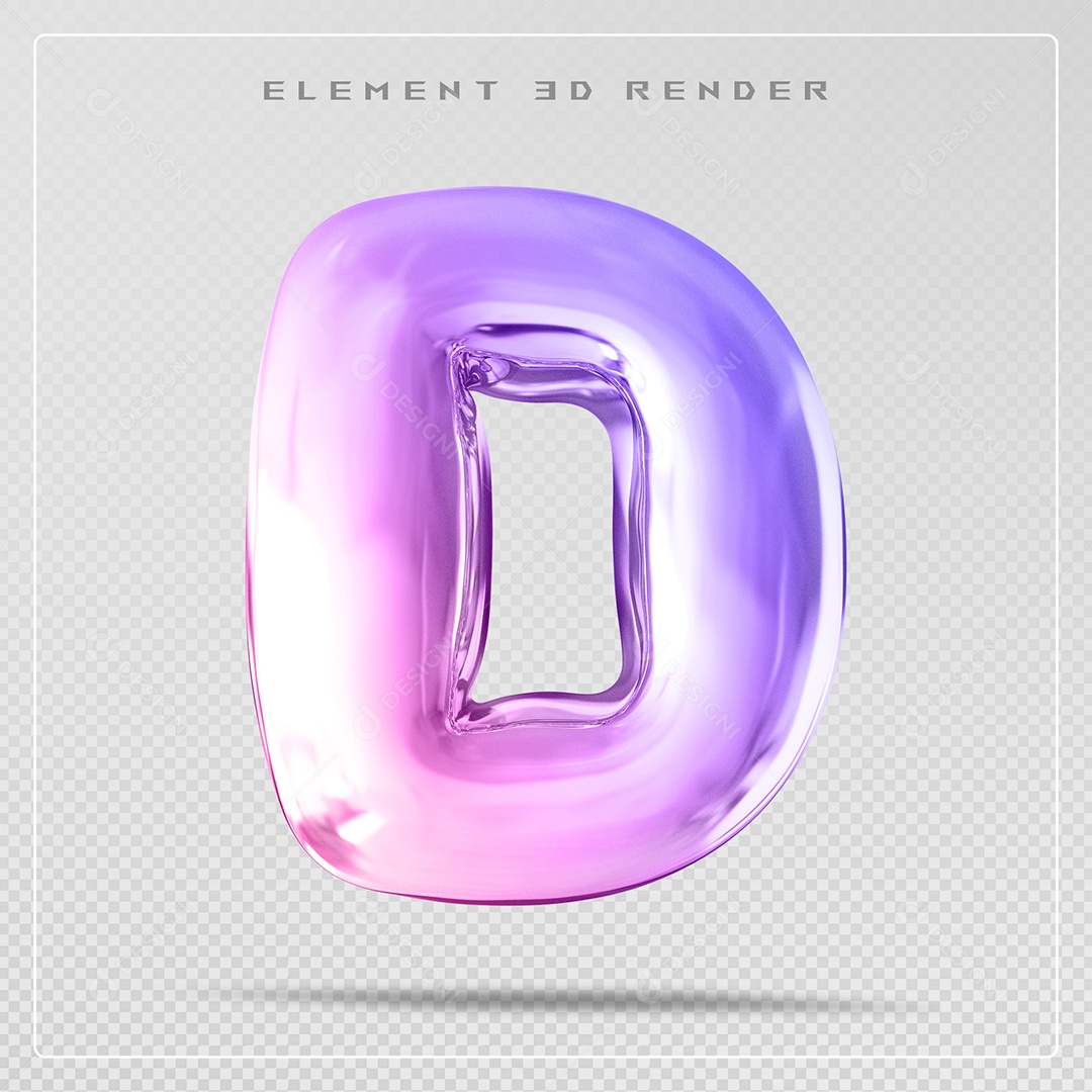 Elemento 3D Letra D Colorido Para Composição PSD