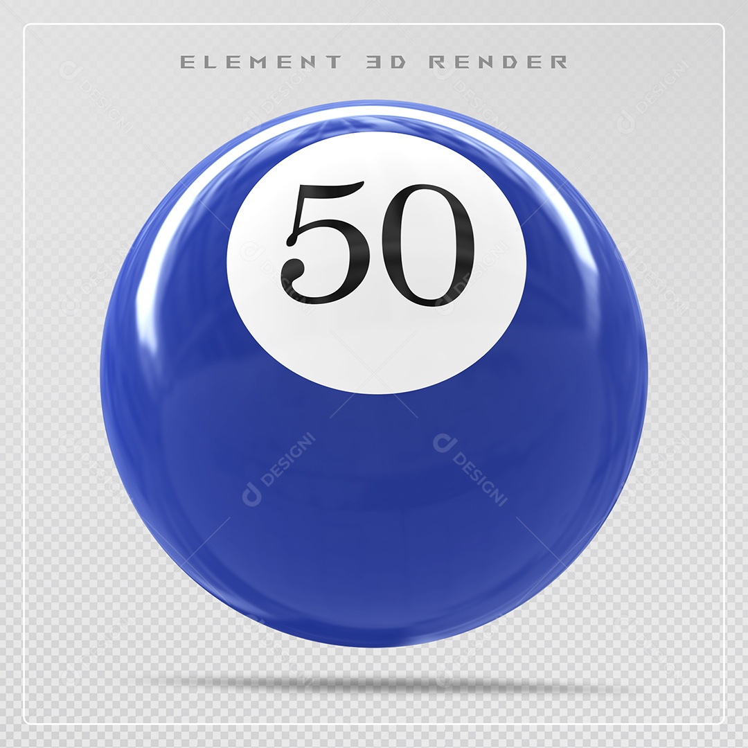 Bola de Bilhar Número 50 Azul Elemento 3D para Composição PSD