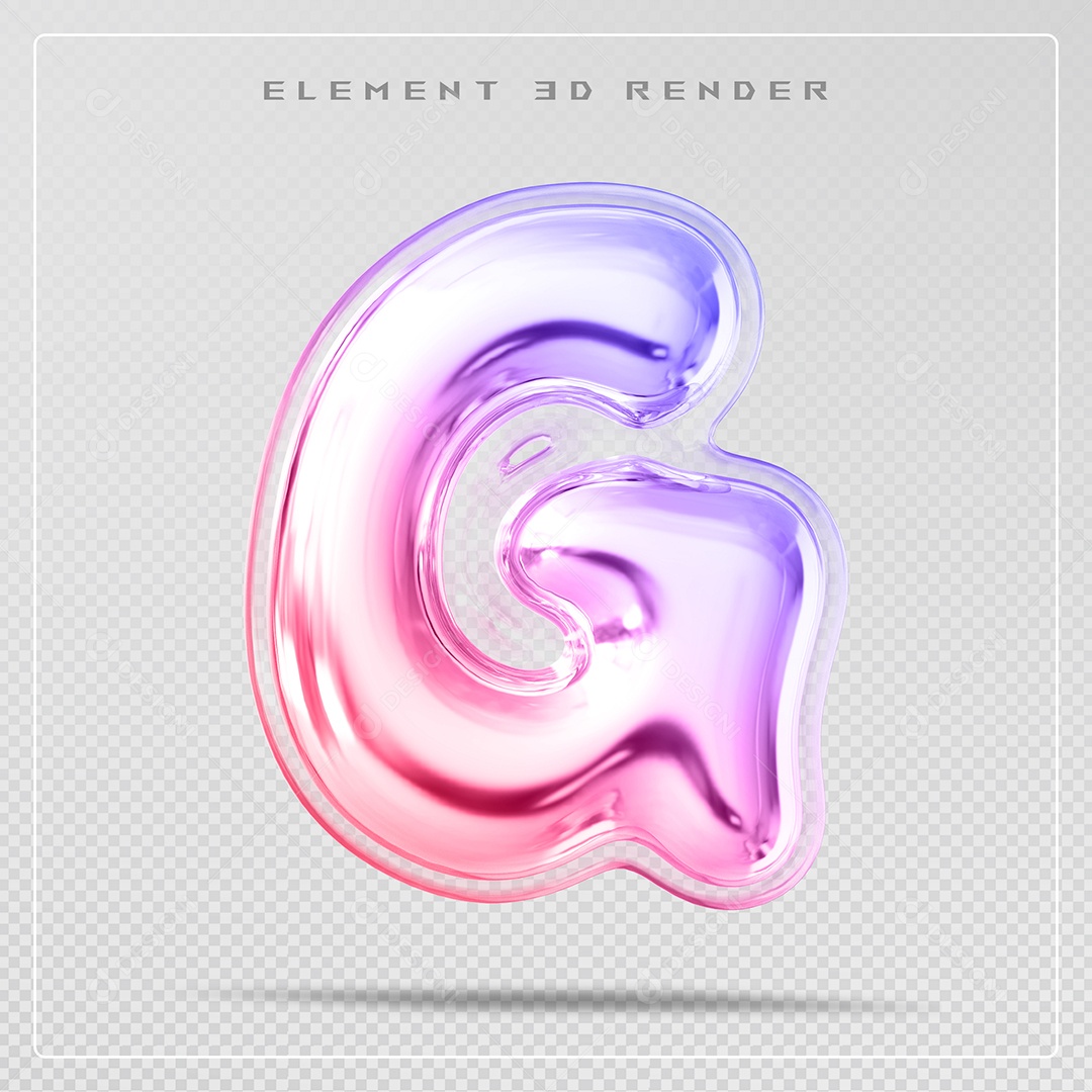 Elemento 3D Letra G Colorido Para Composição PSD