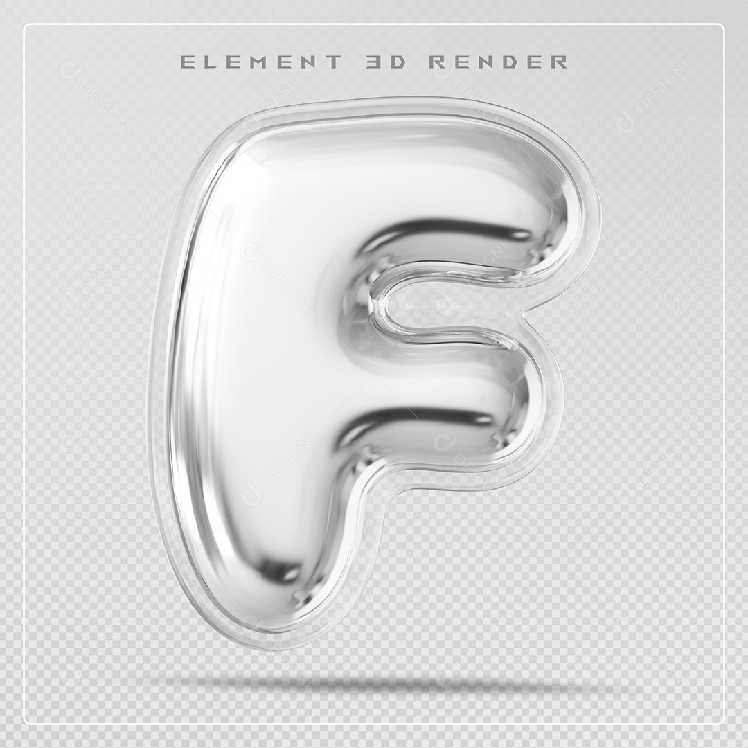 Elemento 3D Letra F Dourado Para Composição PSD