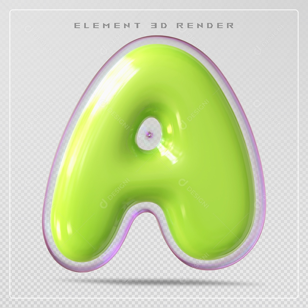 Elemento 3D Letra A Verde Para Composição PSD