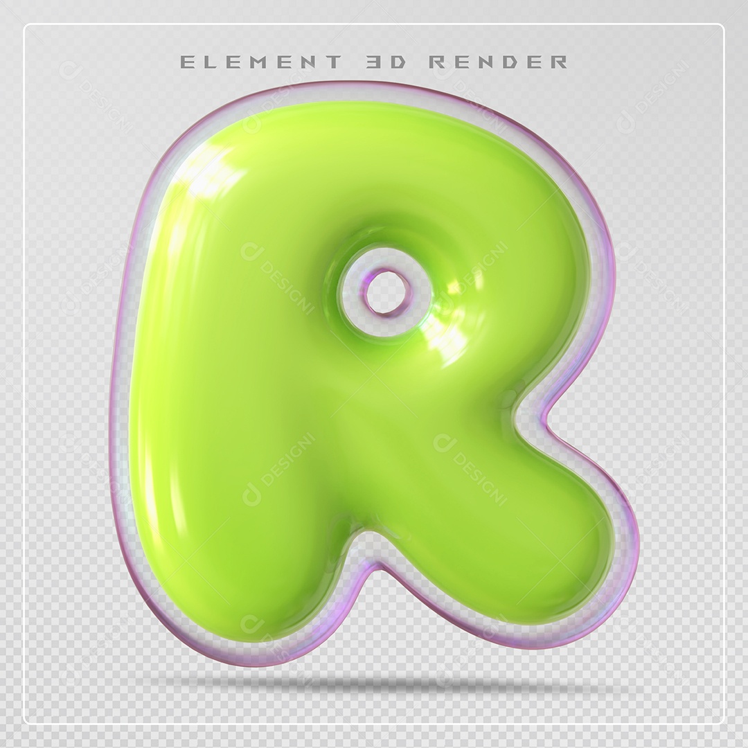 Elemento 3D Letra R Verde Para Composição PSD