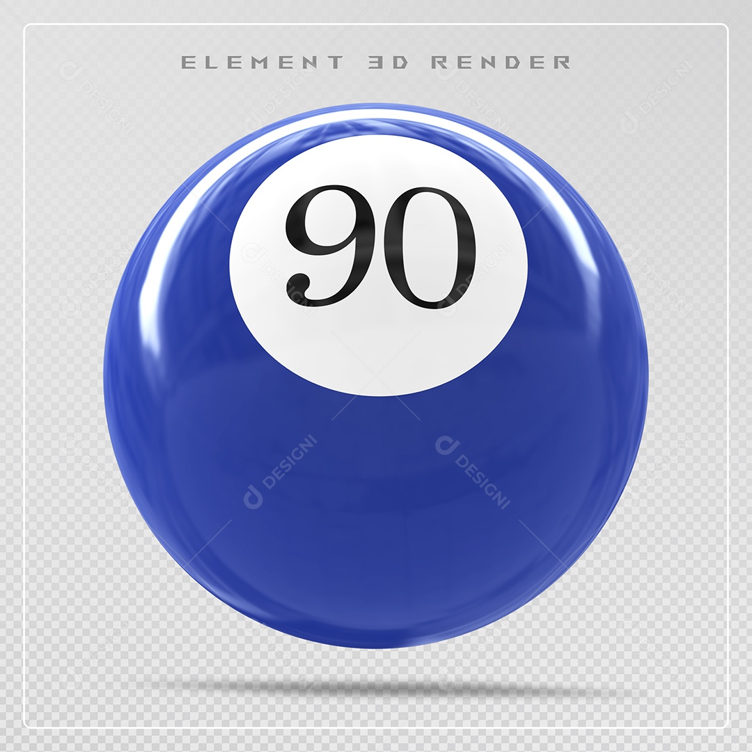 Bola de Bilhar Número 90 Azul Elemento 3D para Composição PSD