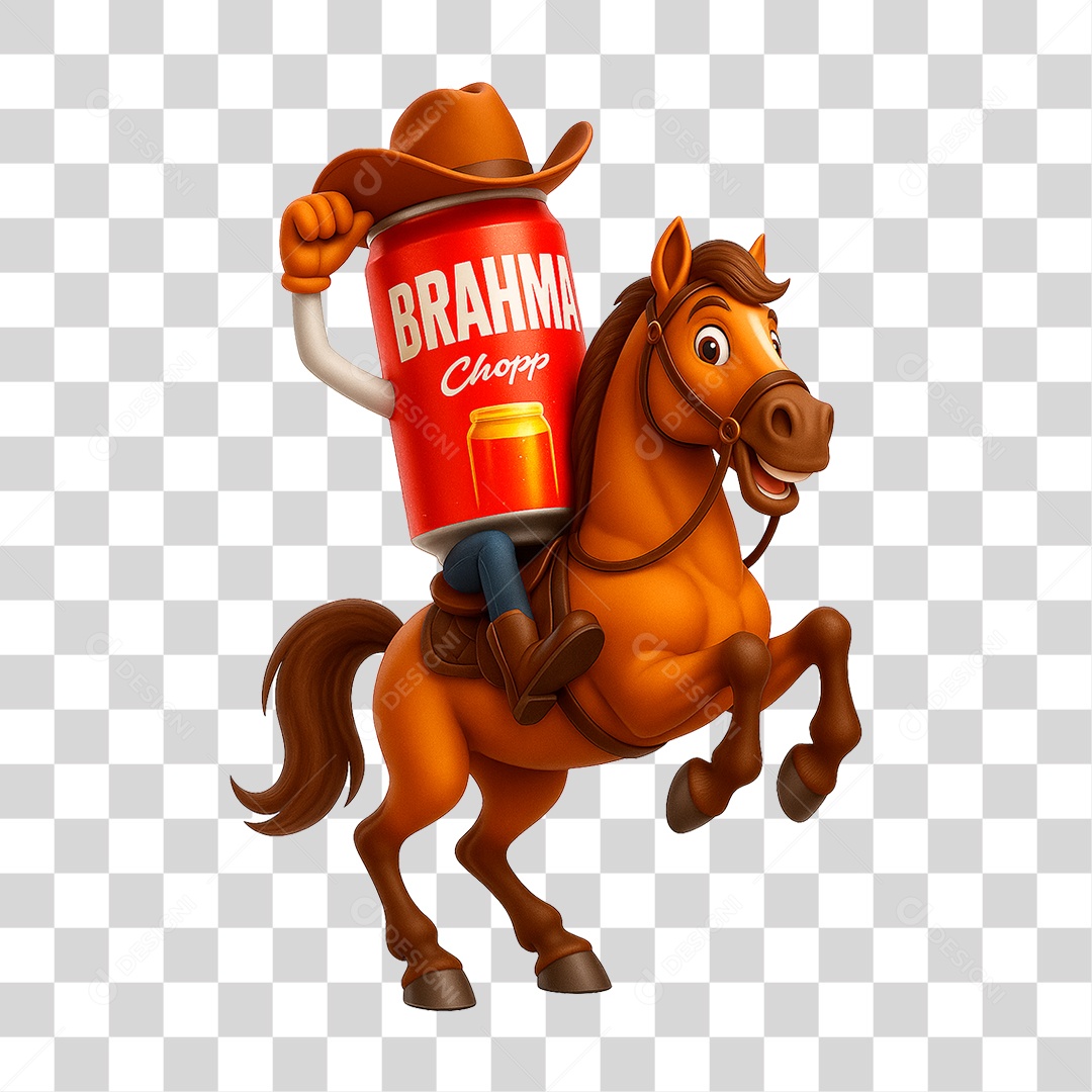 Cavalo com Latinha de Cerveja Brahma PNG Transparente