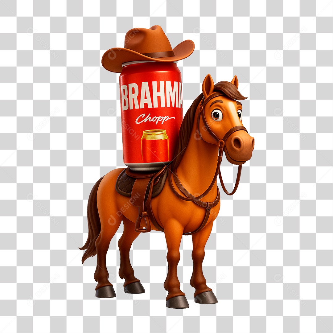 Cavalo com Latinha de Cerveja Brahma PNG Transparente