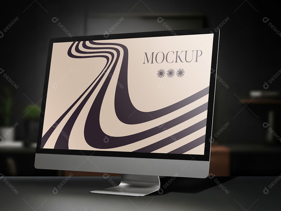 Tela com Fundo Escuro Mockup PSD Editável