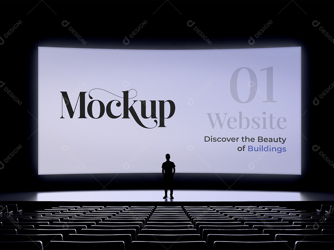 Tela de Auditório com Silhueta Mockup PSD Editável