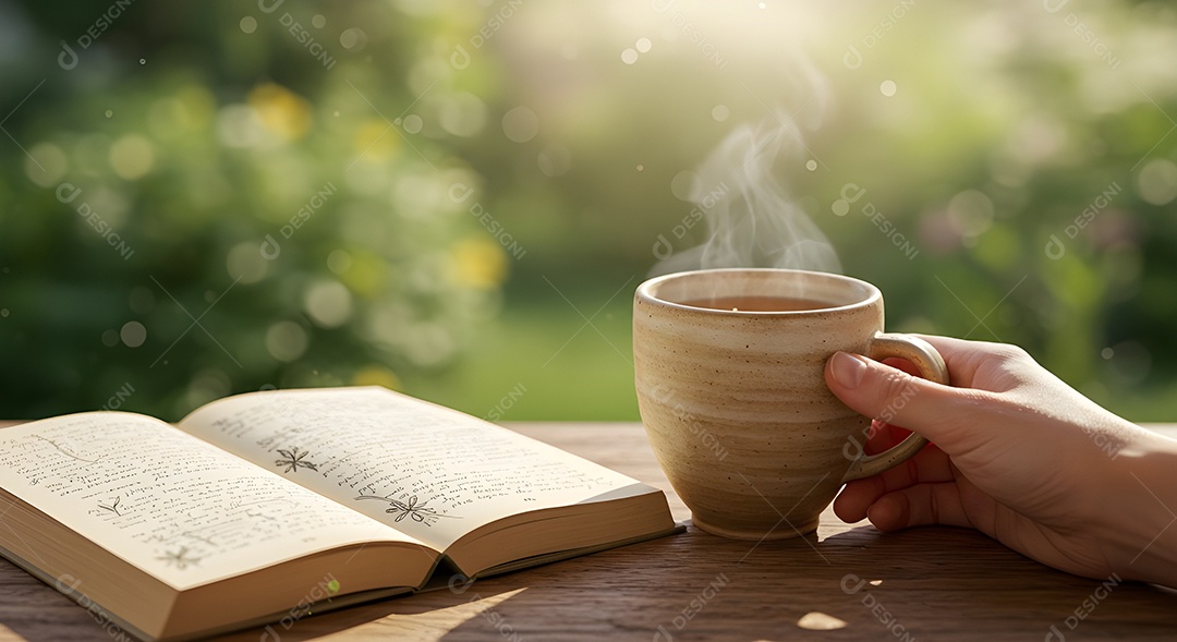 Mão de pessoa segurando xícara de café