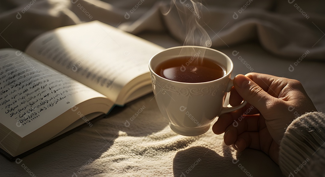 Mão de pessoa segurando xícara de café