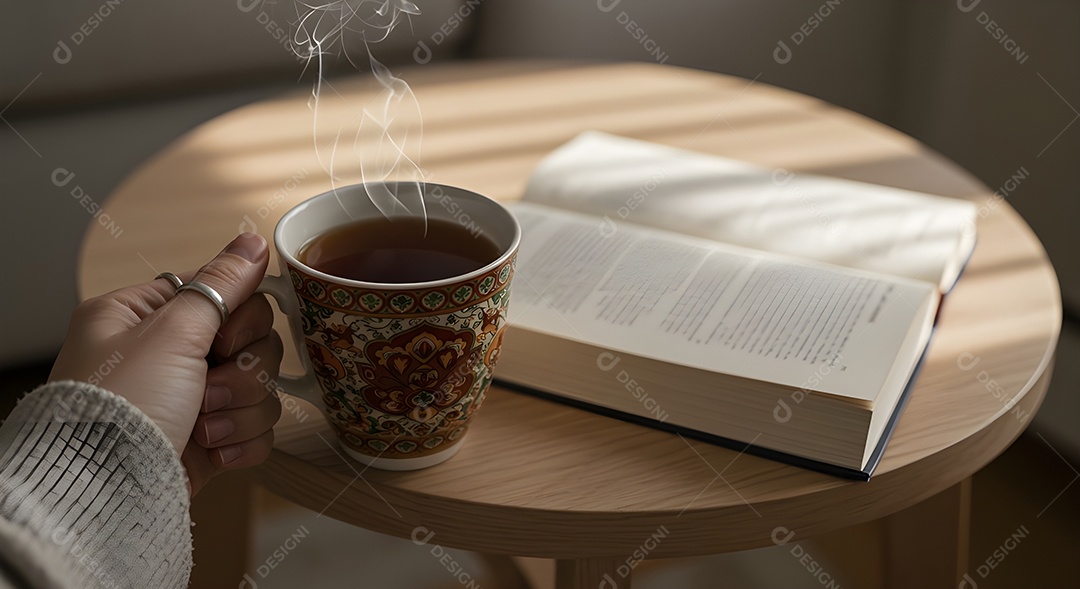 Mão de pessoa segurando xícara de café