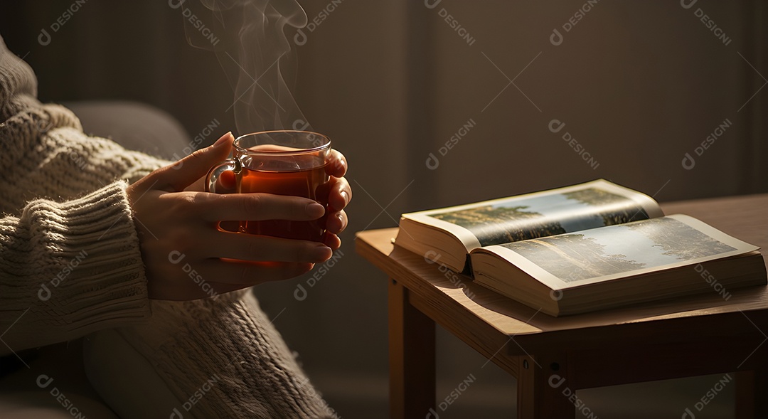 Mão de pessoa segurando xícara de café