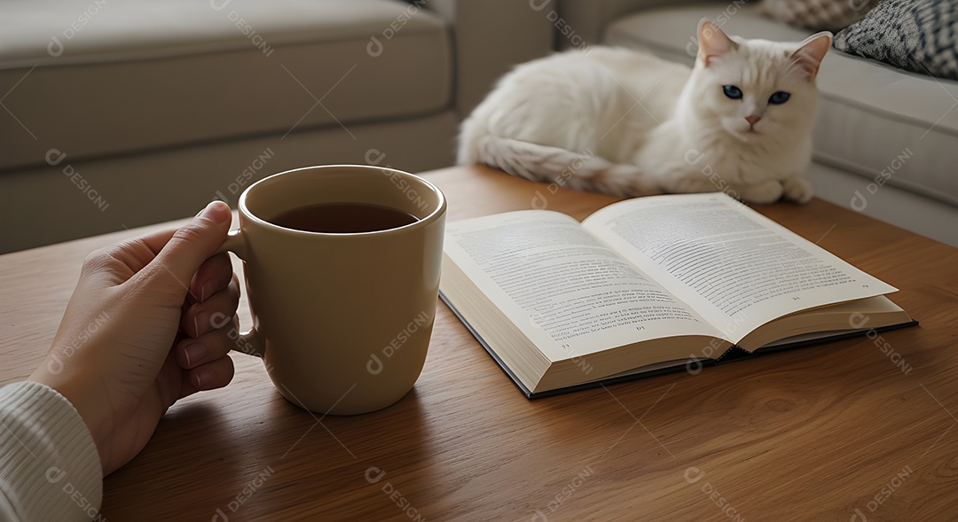 Mão de pessoa segurando xícara de café