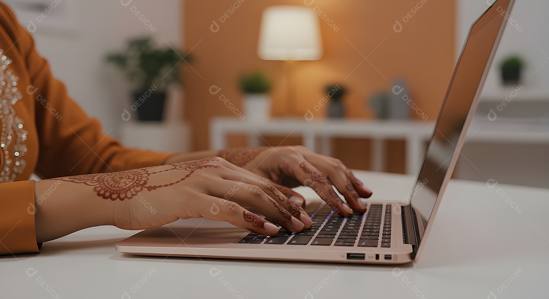 Mão de pessoa mexendo em seu notebook