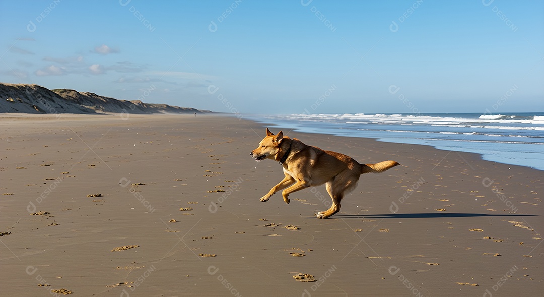 Cachorro sobre uma praia