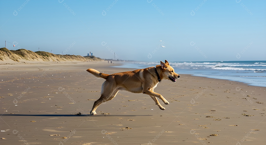 Cachorro sobre uma praia