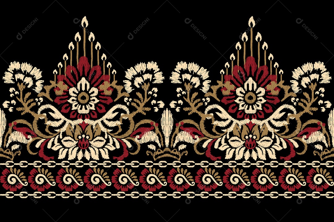 Padrão de Tecido Floral Ilustração Vetor EPS