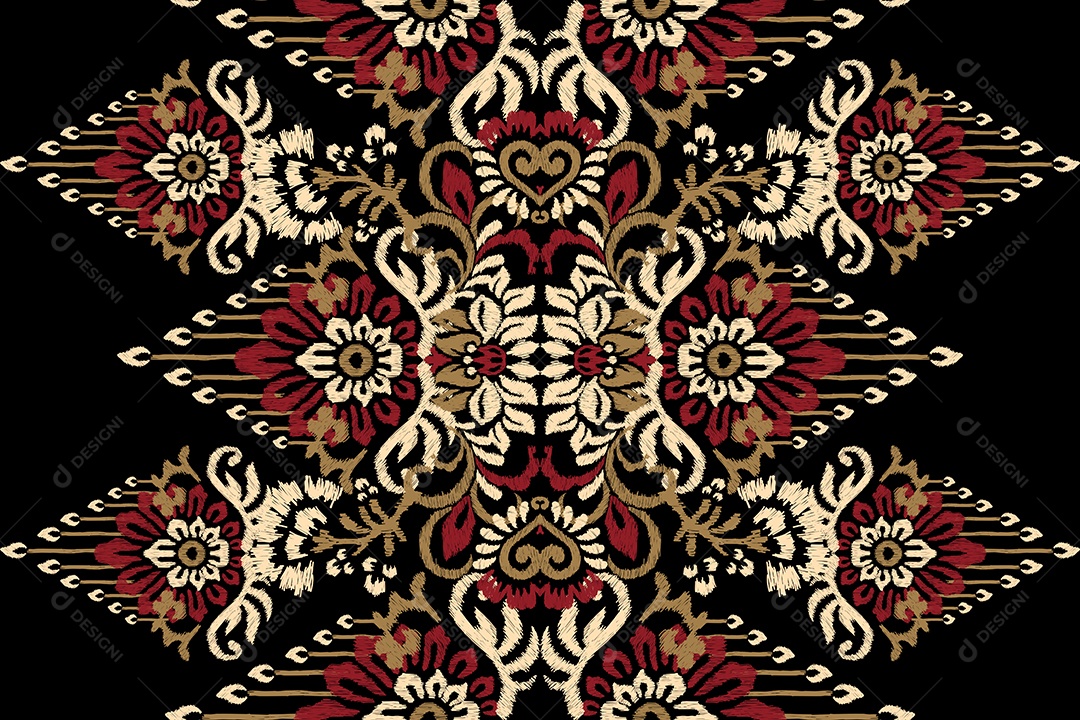 Padrão de Tecido Floral Ilustração Vetor EPS