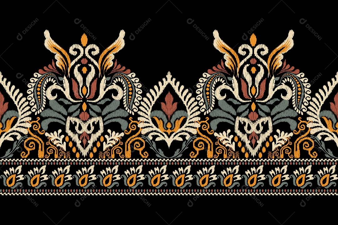 Padrão de Tecido Floral Ilustração Vetor EPS