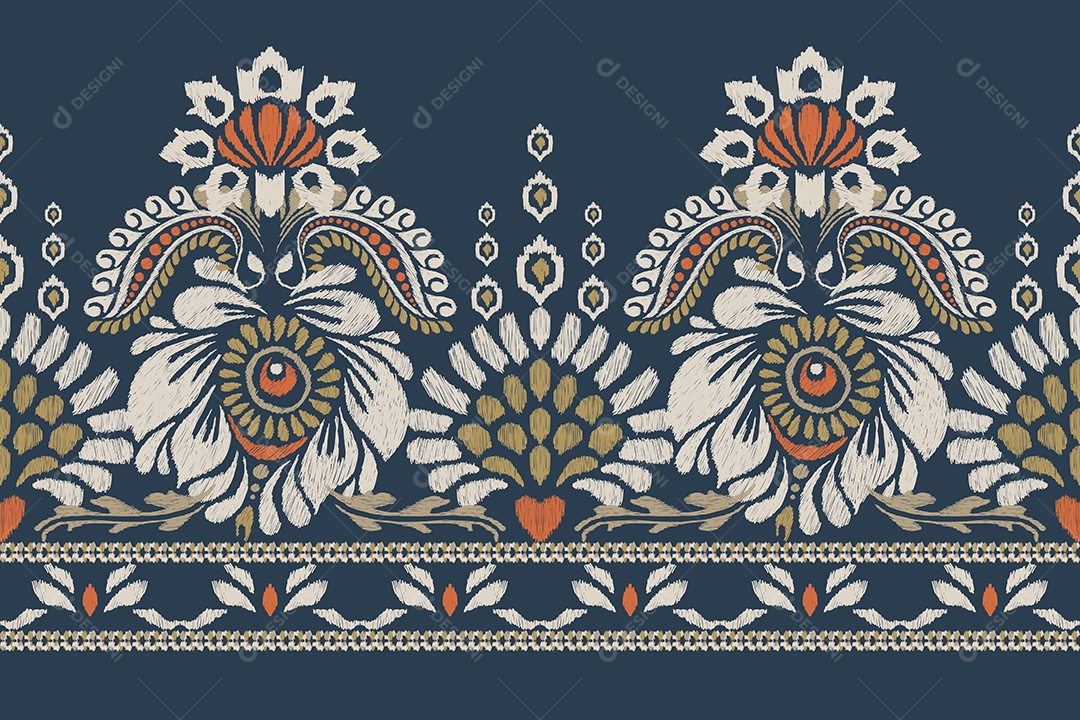 Padrão de Tecido Floral Ilustração Vetor EPS