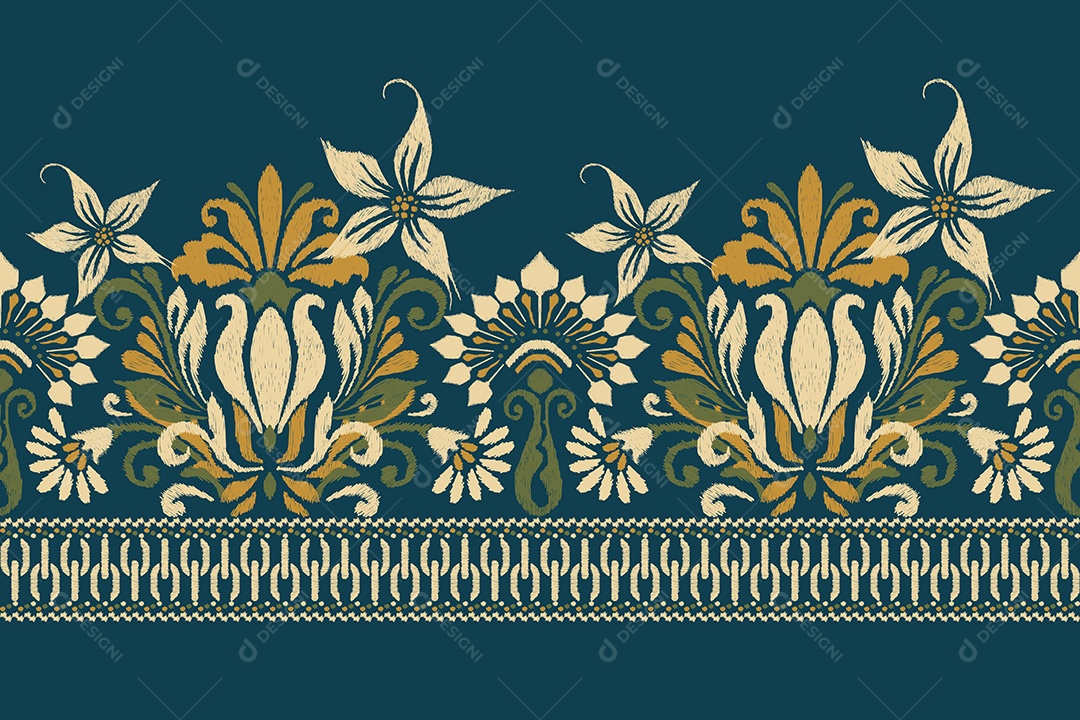 Padrão de Tecido Floral Ilustração Vetor EPS