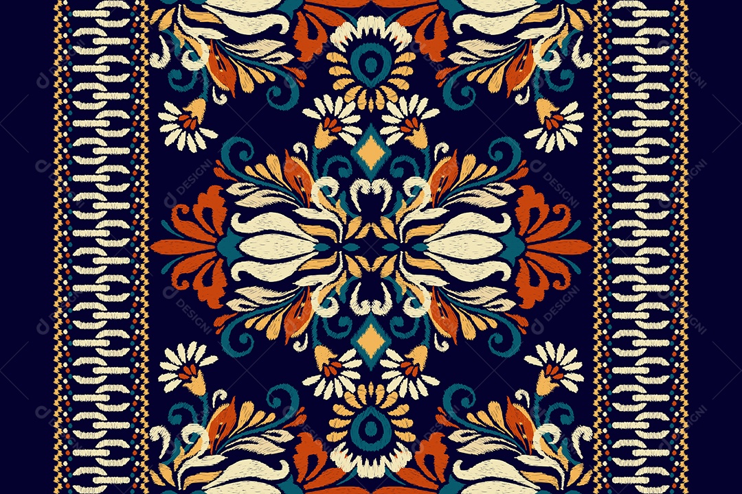 Padrão de Tecido Floral Ilustração Vetor EPS