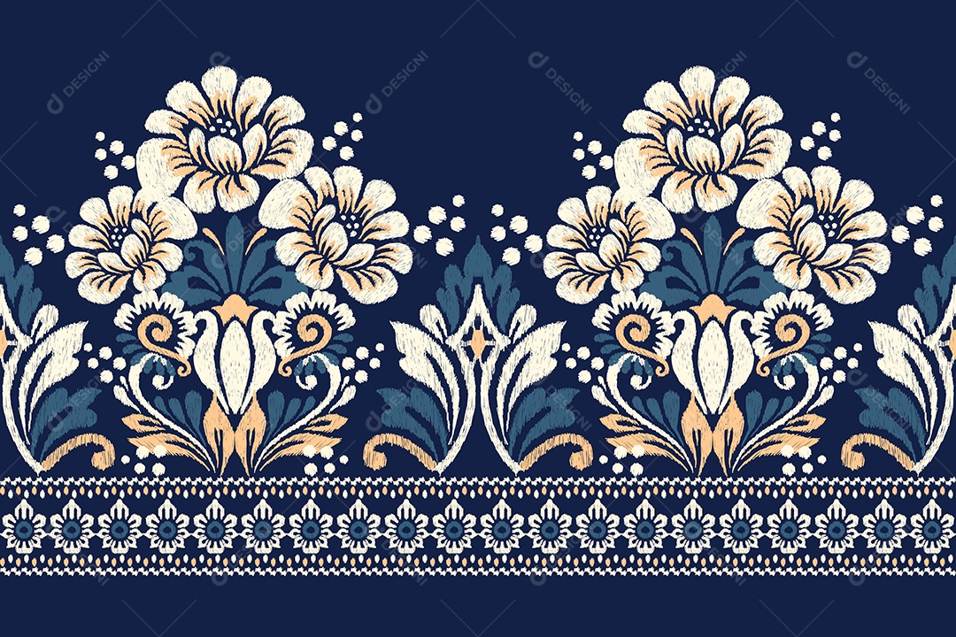 Padrão de Tecido Floral Ilustração Vetor EPS