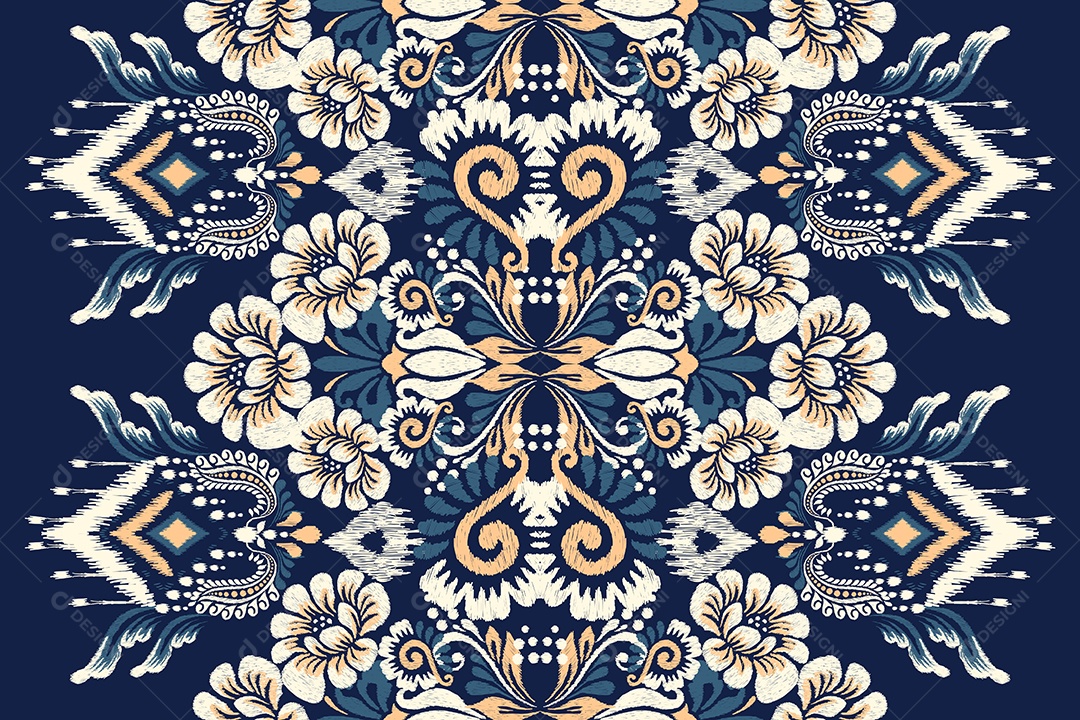 Padrão de Tecido Floral Ilustração Vetor EPS