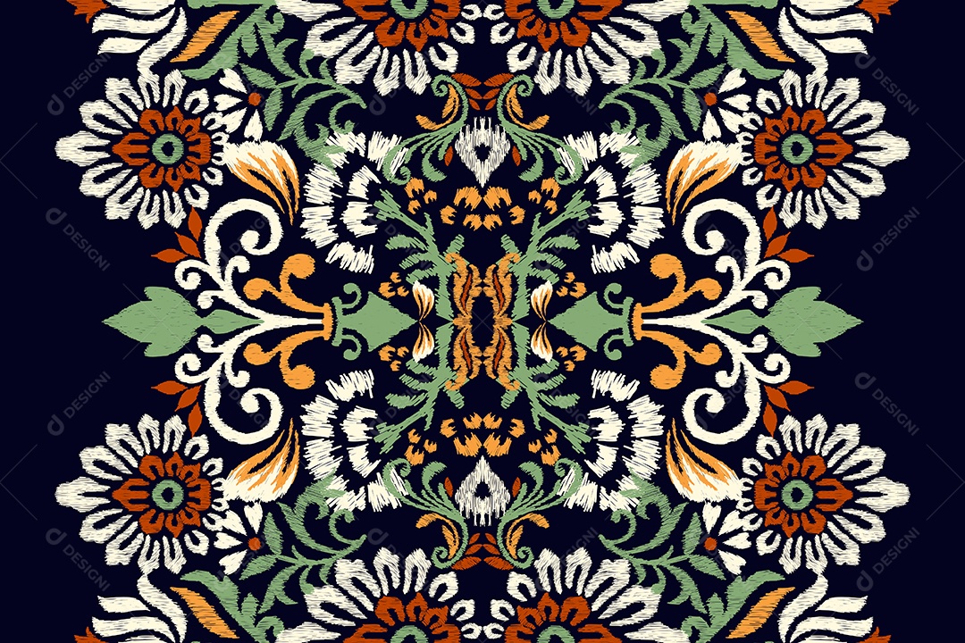 Padrão de Tecido Floral Ilustração Vetor EPS