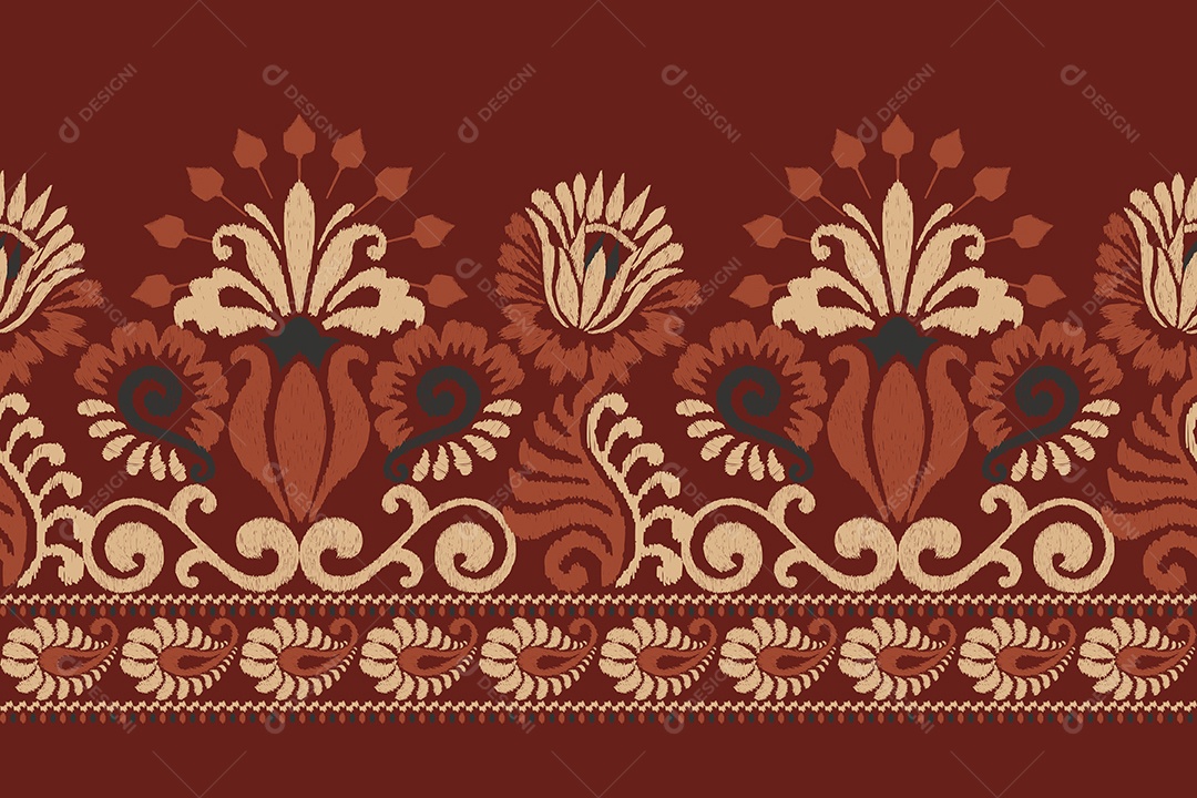 Padrão de Tecido Floral Ilustração Vetor EPS