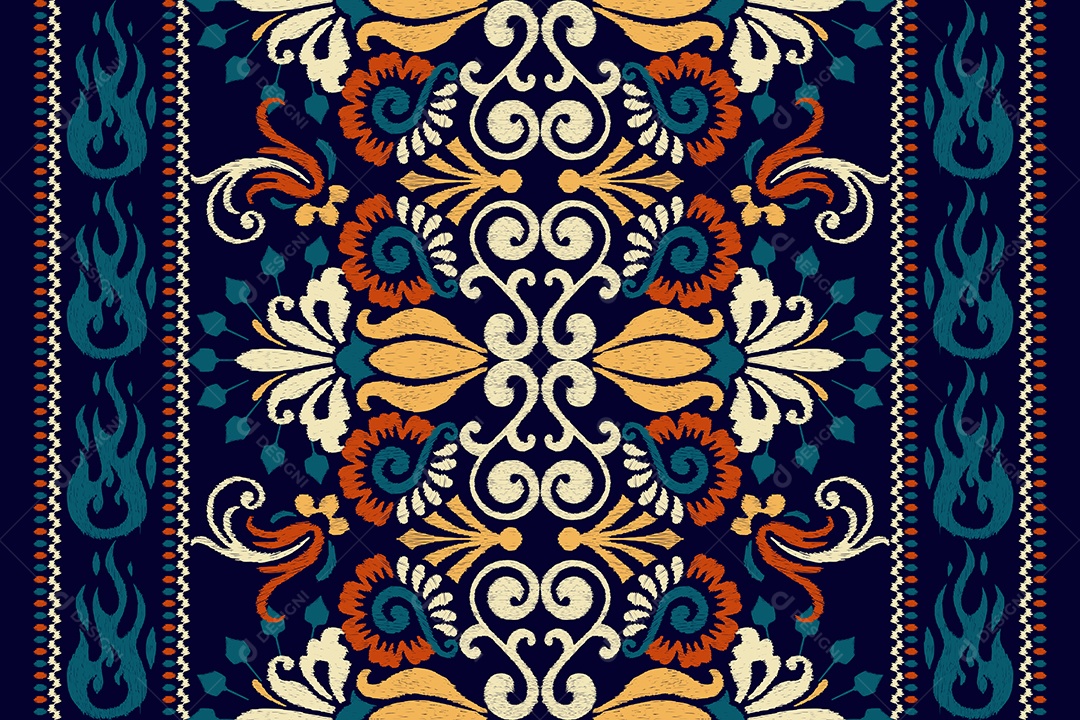 Padrão de Tecido Floral Ilustração Vetor EPS