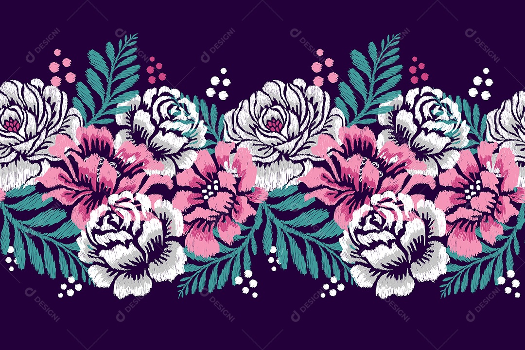 Padrão de Tecido Floral Ilustração Vetor EPS