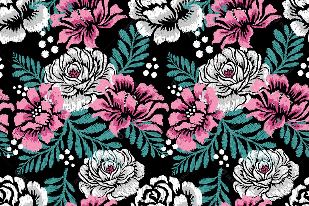 Padrão de Tecido Floral Ilustração Vetor EPS