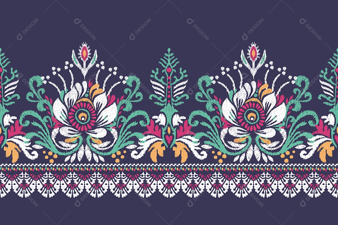 Padrão de Tecido Floral Ilustração Vetor EPS