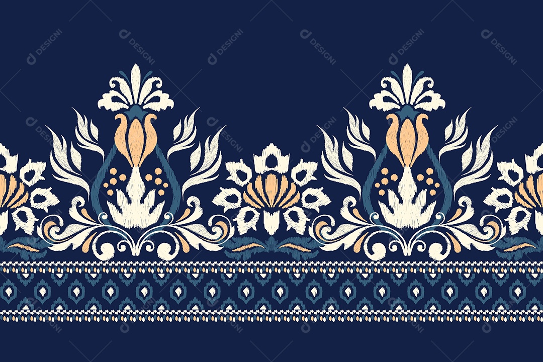 Padrão de Tecido Floral Ilustração Vetor EPS